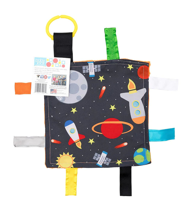 Crinkle Tag Square 8x8 Learning Lovey  - Space Rockets
