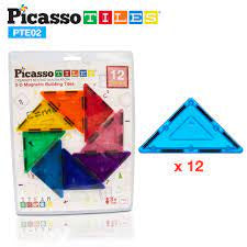 PicassoTiles Magnetic Right Triangle Expansion Pack - 12pc