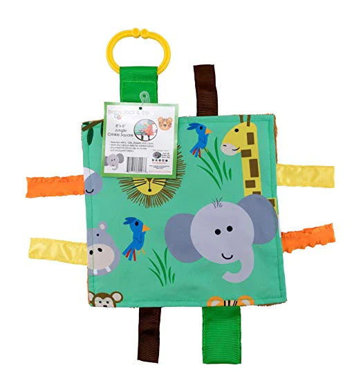 Crinkle Tag Square 8x8 Learning Lovey  - Jungle Zoo