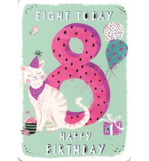 Birthday Card Eight Today - Cat