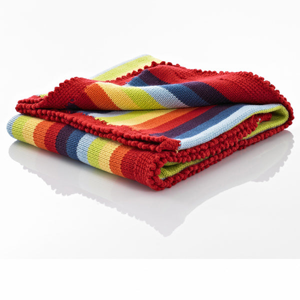 Pebble Organic Crochet Edge Blanket - Rainbow