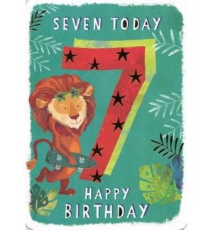 Birthday Card Seven Today - Lion