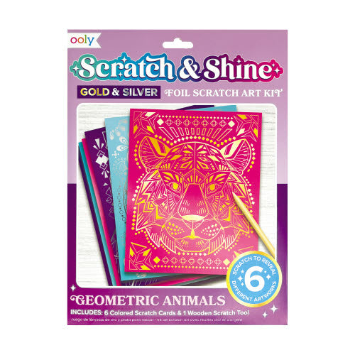 ooly Scratch & Shine Foil Scratch Art Kits - Geo Animals