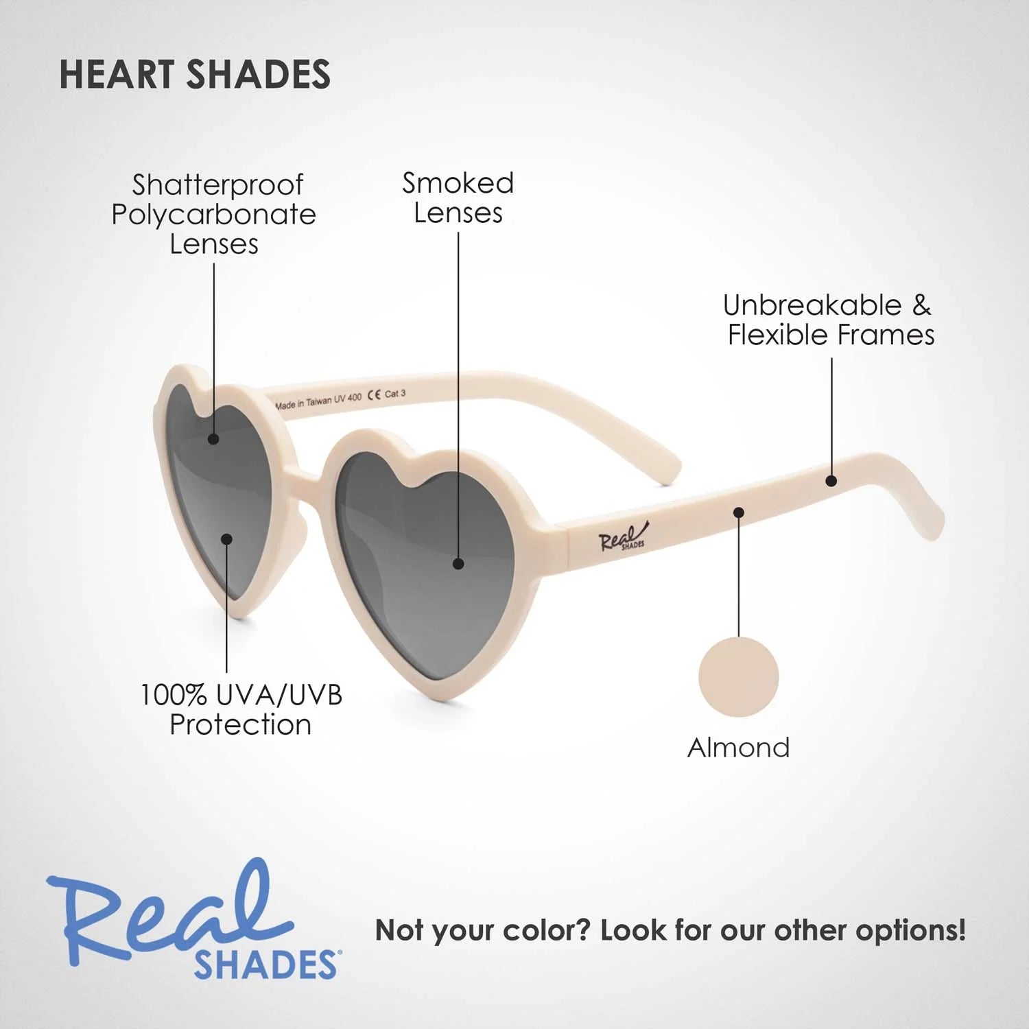 Heart Unbreakable UV Sunglasses - Rose Tan Pink - Various Sizes