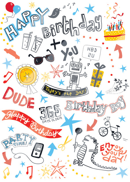 Birthday Card Happy Birthday Doodle