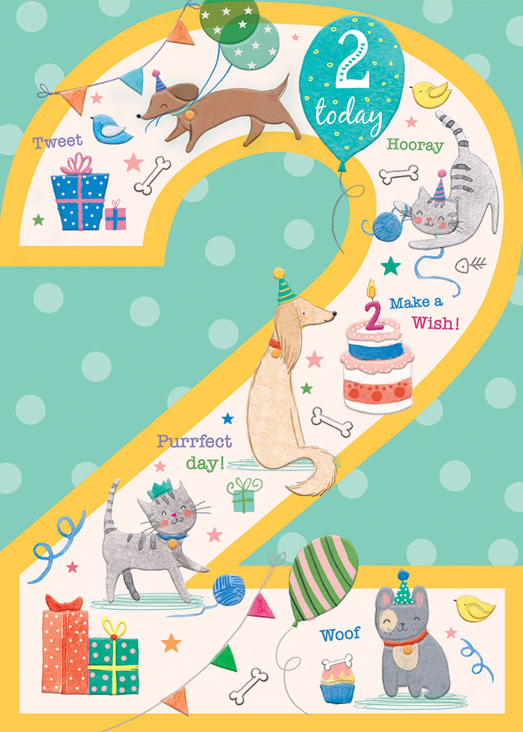 Birthday Card Number 2 Puppies and Kittens