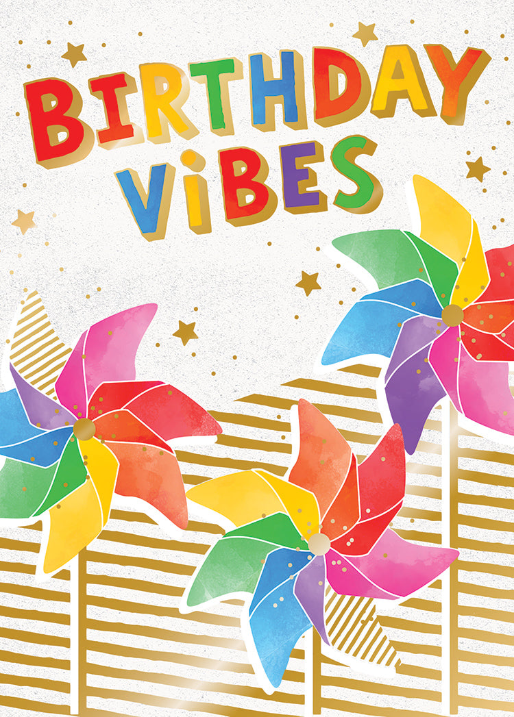 Birthday Card Rainbow Pinwheels