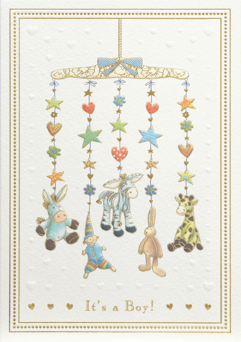 New Baby Card Blue Mobile It's a Boy!