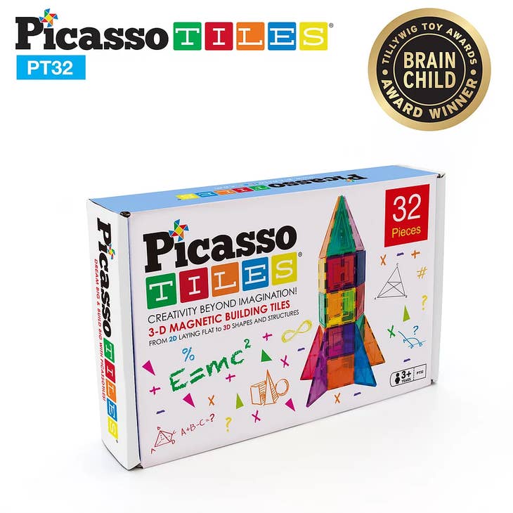 PicassoTiles Magnetic Rocket Tile Set - 32pcs