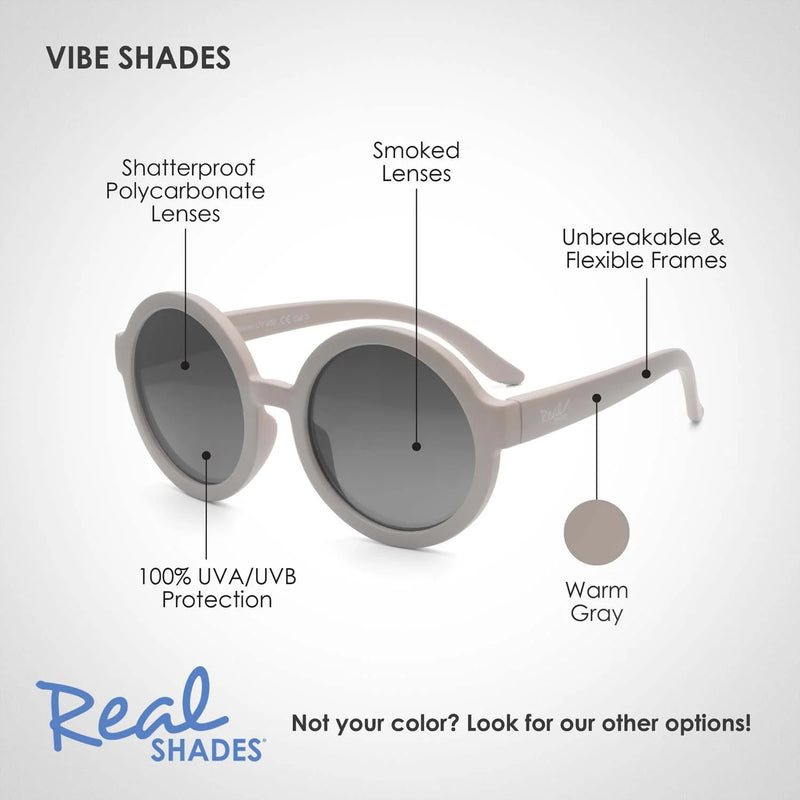 Vibe Unbreakable UV Fashion Sunglasses - Warm Grey - Various Sizes