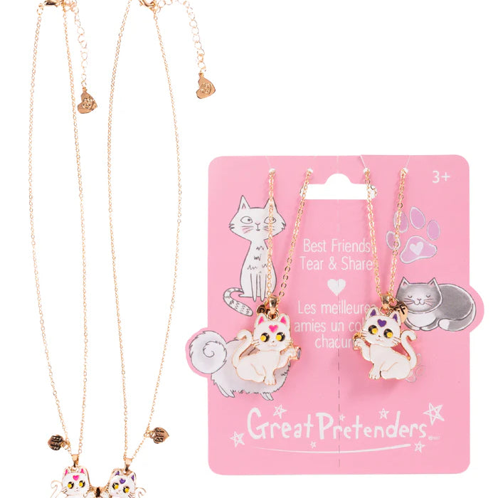 Great Pretenders Smitten Kitten Tear & Share Necklaces, 2pc
