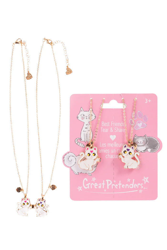 Great Pretenders Smitten Kitten Tear & Share Necklaces, 2pc