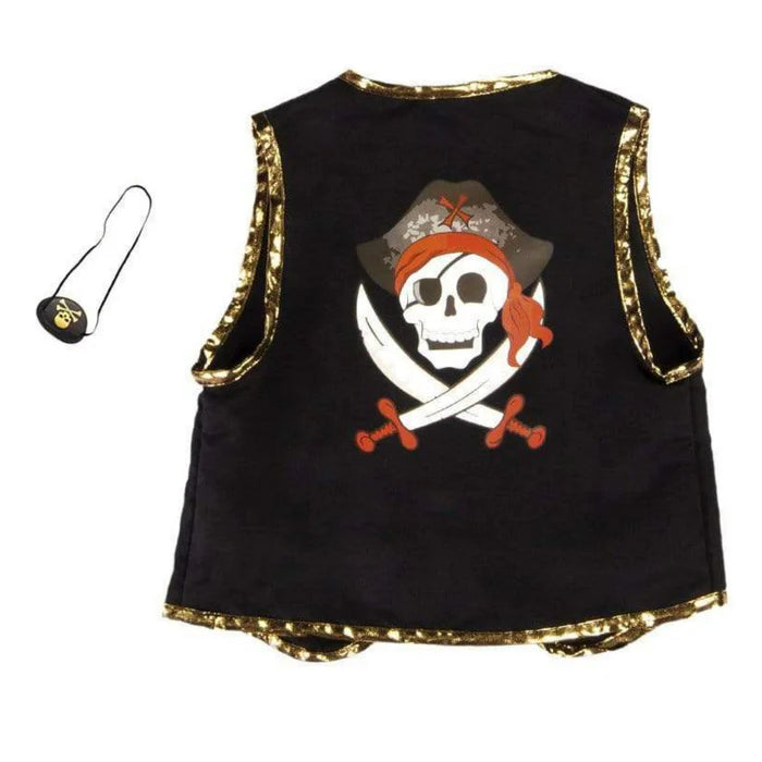 Great Pretenders Pirate Vest & Eye Patch - Black & Red SZ 4-7