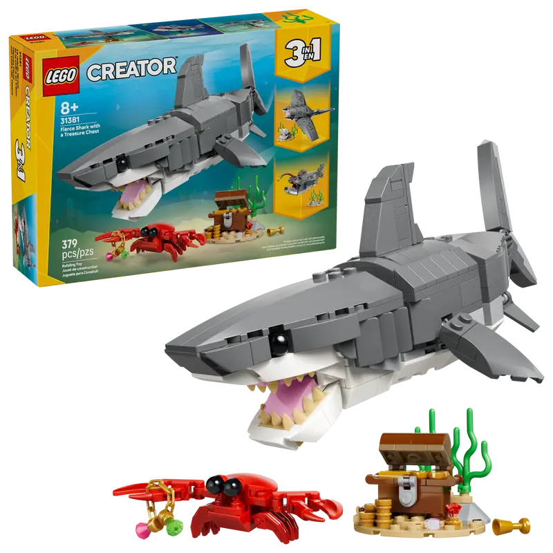 Lego Creator 3-in-1 Fierce Shark with a Treasure Chest 31381
