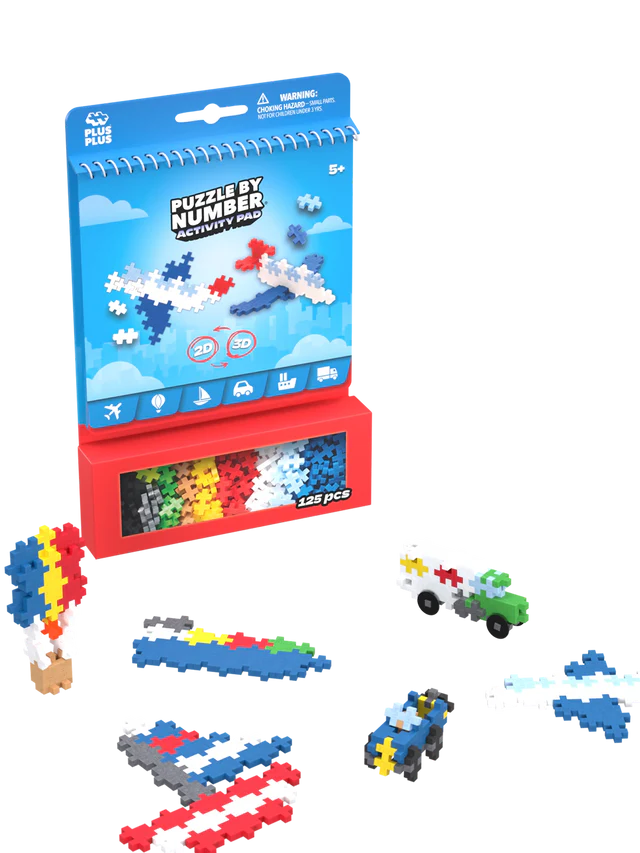 Plus Plus Puzzle by Number Activity Pad - Transportation 125pcs