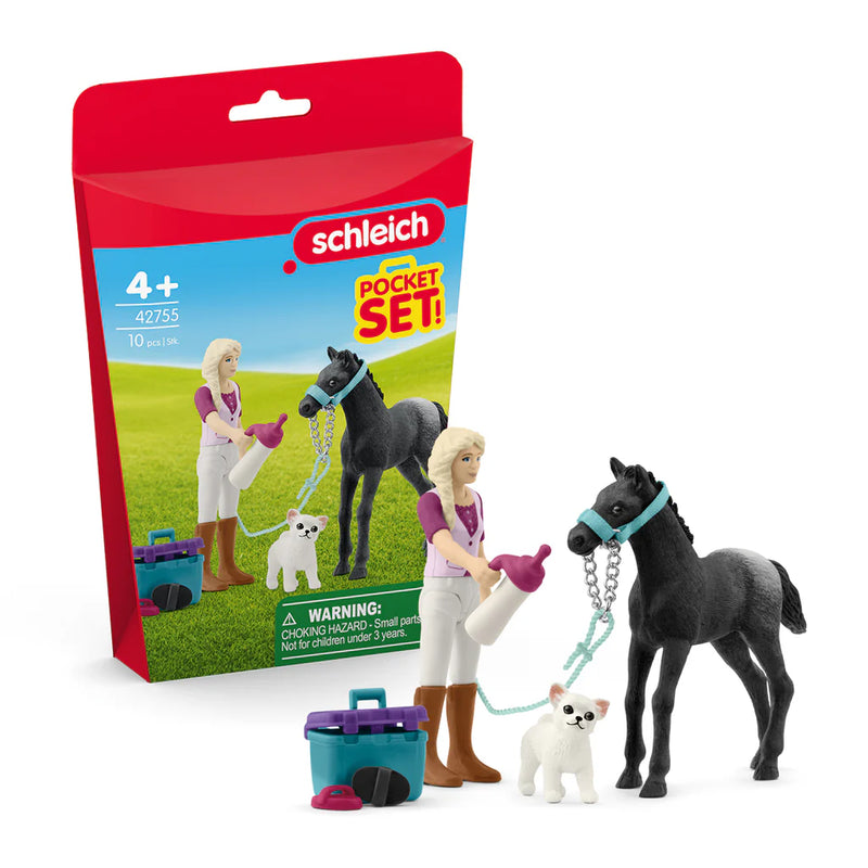 Schleich Horse Club Pocket Set - Horse Grooming Playset with Appaloosa Foal 42755