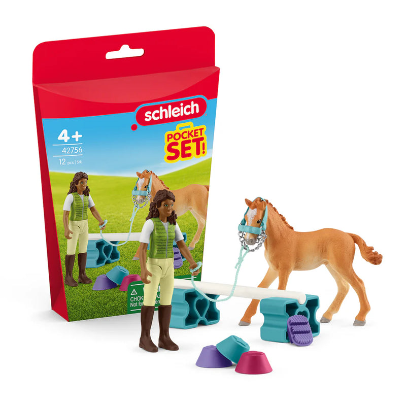 Schleich Horse Club Pocket Set - Horse Training Playset with Tennessee Walker Foal 42756