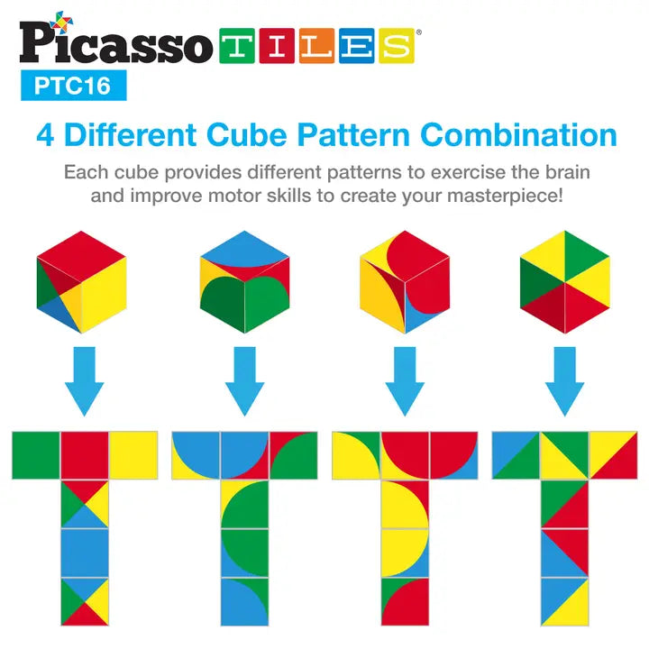 PicassoTiles Infinite Magnetic Cube Set - 16pcs
