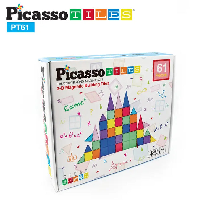 PicassoTiles Magnetic Building Tile Set - 61pcs