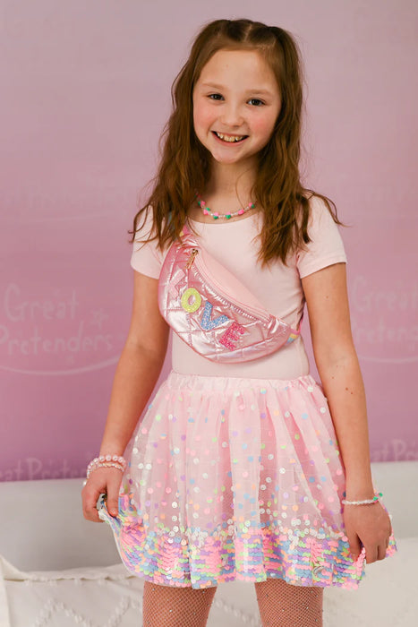 Great Pretenders Party Fun Sequins Skirt - Neon Pink Size 4-6