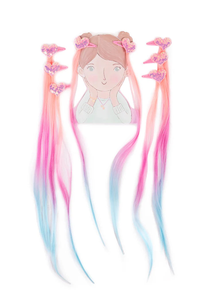 Great Pretenders Hollywood Hearts Hair Extensions - Pastel