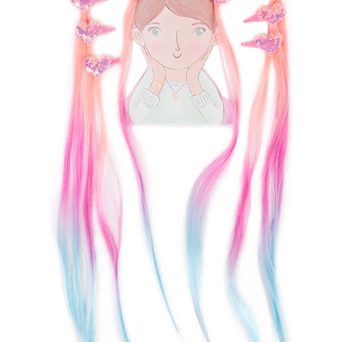 Great Pretenders Hollywood Hearts Hair Extensions - Pastel