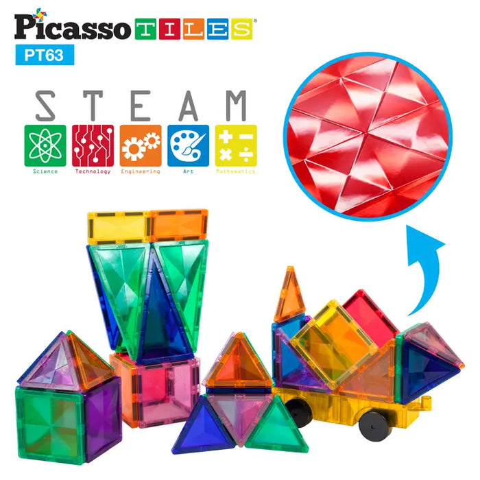 Picasso Magnetic Master Builder Tile Set - 63pcs