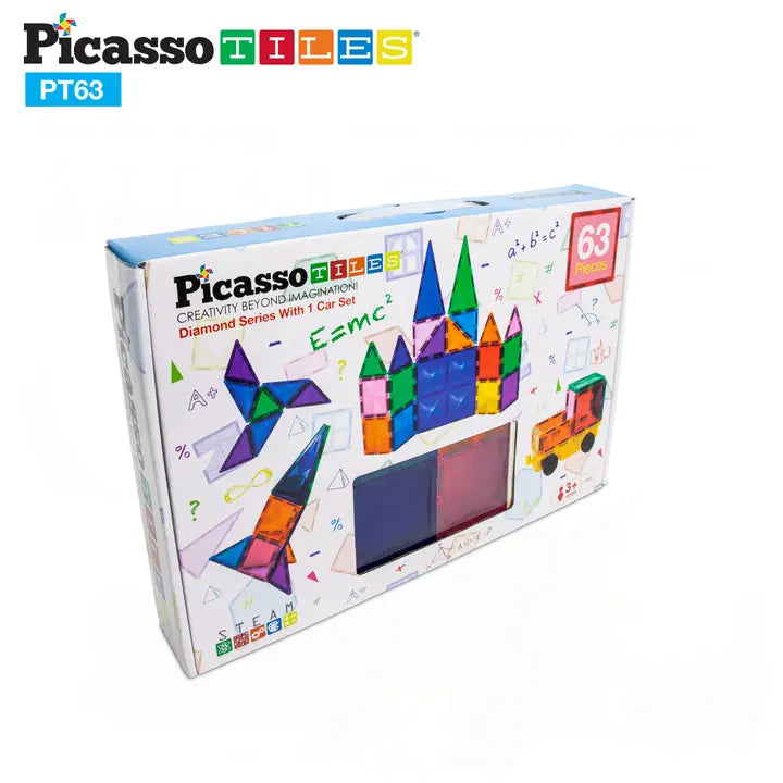 PicassoTiles Magnetic Master Builder Tile Set - 63pcs