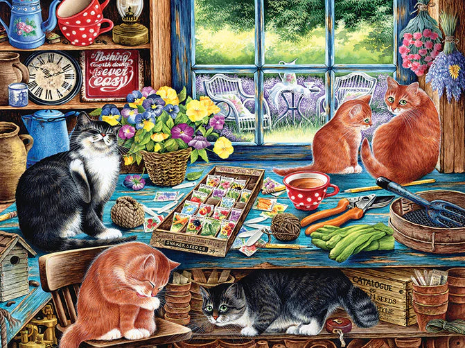 Cobble Hill 35pc Tray Puzzle - Garden Shed Cats