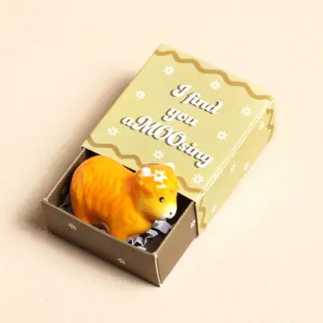Tiny Matchbox Ceramic Tokens - Highland Cow