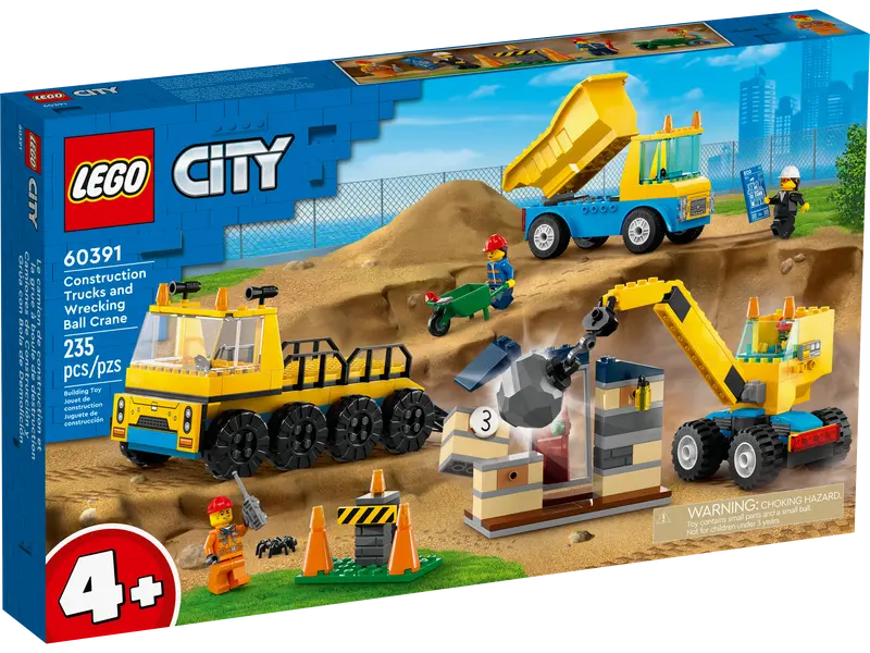 Lego City Construction Trucks and Wrecking Ball Crane 60391