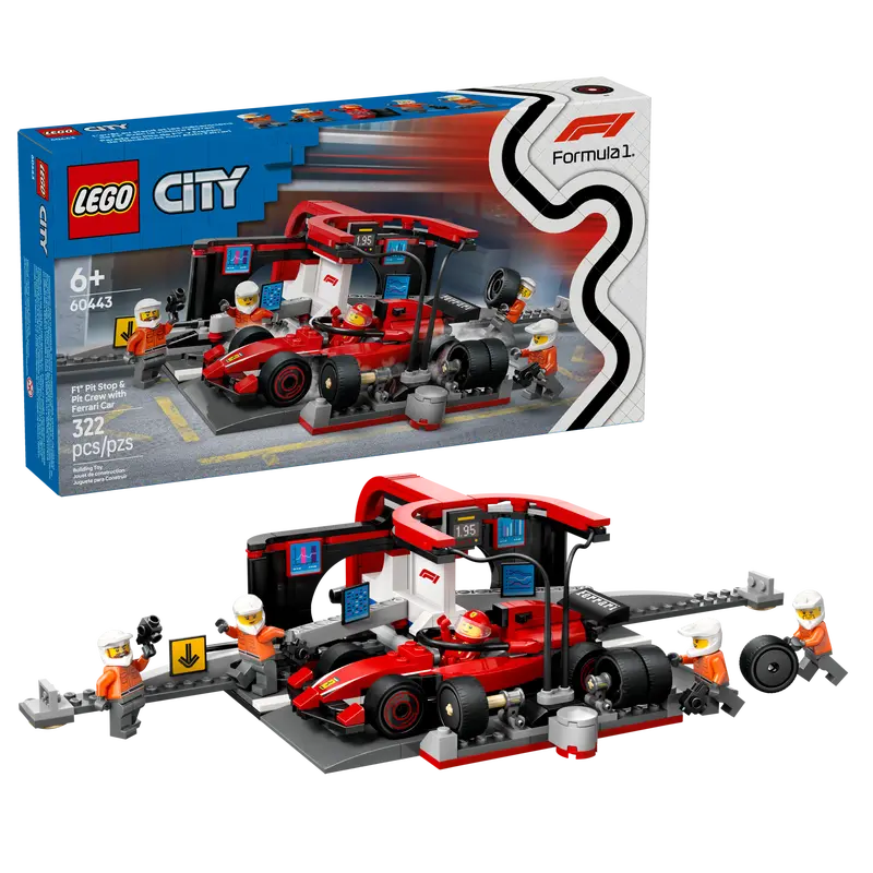 Lego City F1® Pit Stop & Pit Crew with Ferrari Car 60443