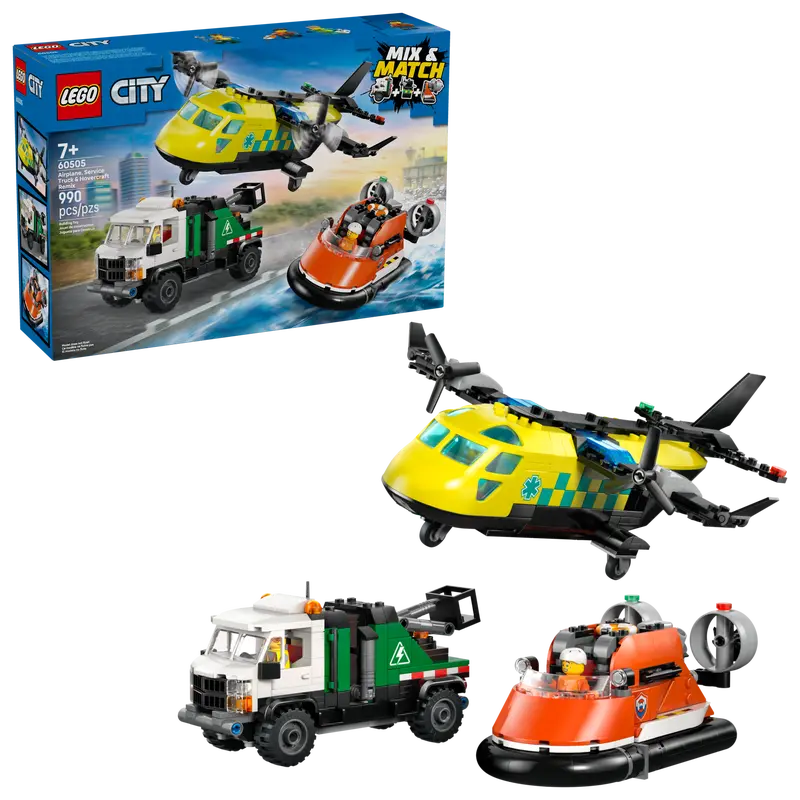 Lego City Airplane, Service Truck & Hovercraft Remix 60505