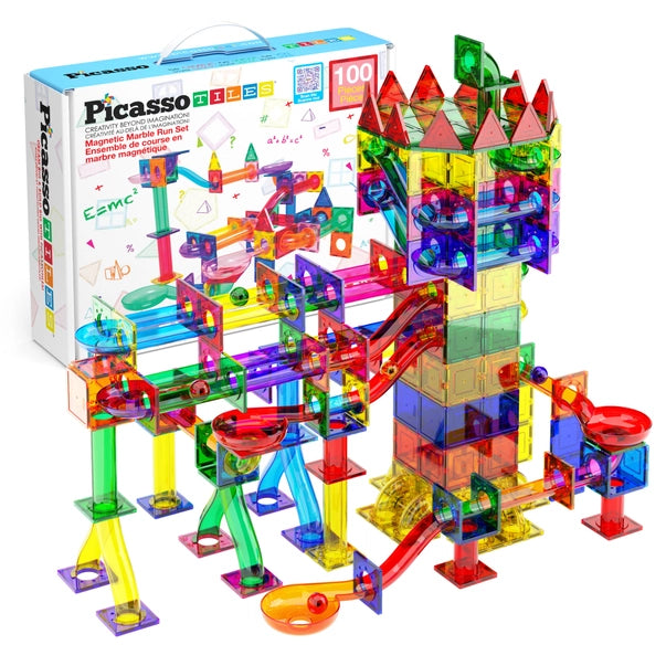 PicassoTiles Magnetic Marble Run Set - 100pcs