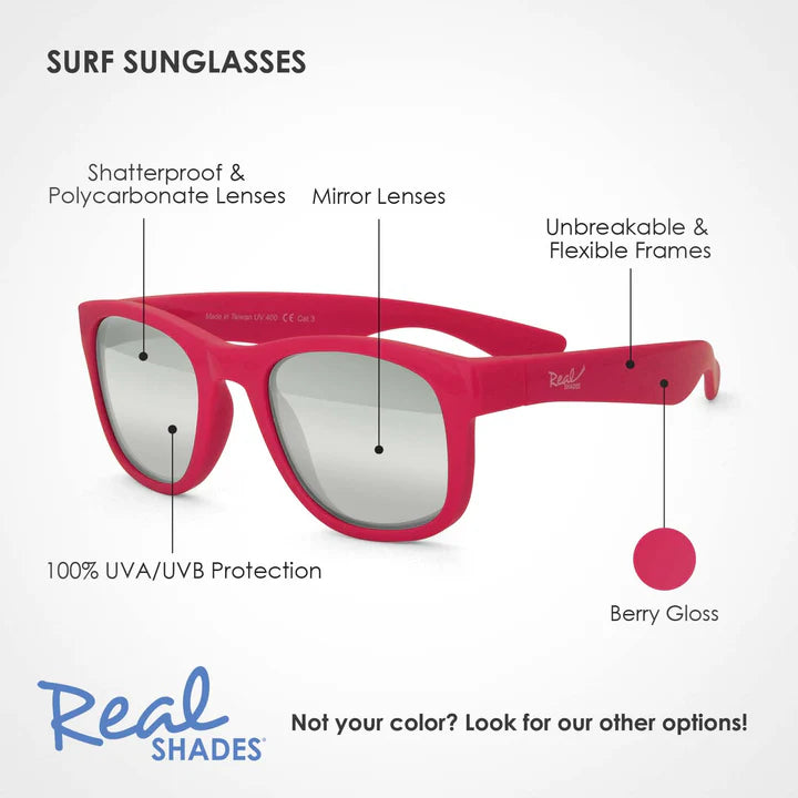 Surf Unbreakable UV Iconic Sunglasses - Berry Gloss Pink - Various Sizes