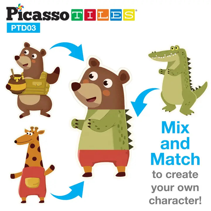 PicassoTiles Mix-and-Match Animal Puzzle Book
