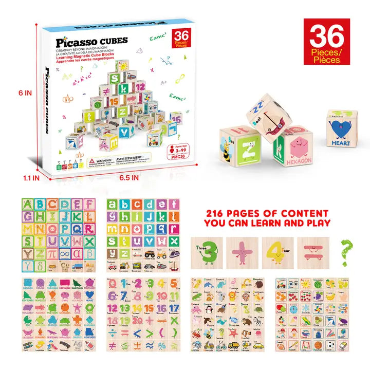 PicassoTiles 1" Magnetic Cubes Set - 36pcs