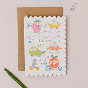 New Baby Card Mice Fruit Dash