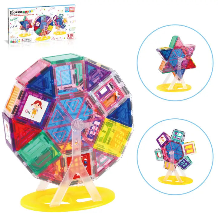 PicassoTiles Magnet Tile Ferris Wheel Building Set - 63pcs