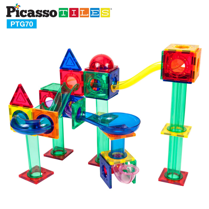 PicassoTiles Magnetic Marble Run Set - 70pc