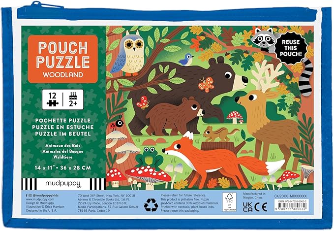 Mudpuppy 12 Piece Pouch Puzzle - Various Styles