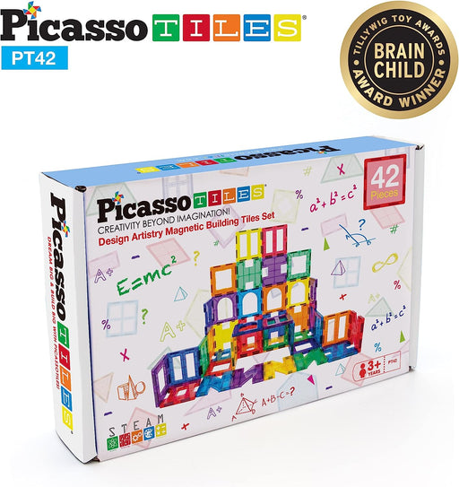 PicassoTiles 12 Piece Clear Transparent Magnetic Building Tiles PTE13