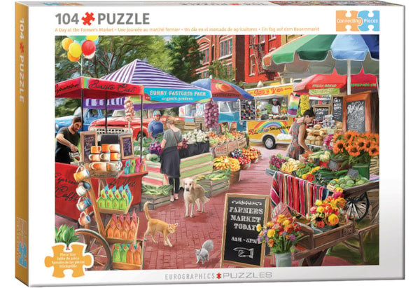 Eurographics 104 Piece Puzzle  - Connecting Pieces - A Day at the Farmer’s Market