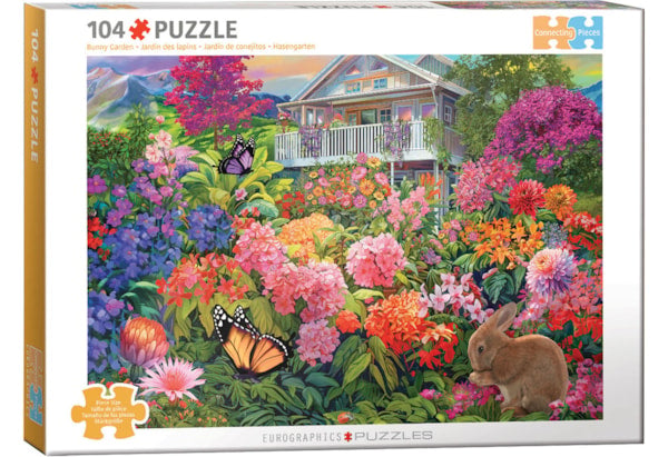 Eurographics 104 Piece Puzzle  - Connecting Pieces - Bunny Garden