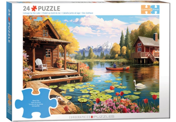 Eurographics 24 Piece Puzzle  - Connecting Pieces - Cottage by the Lake