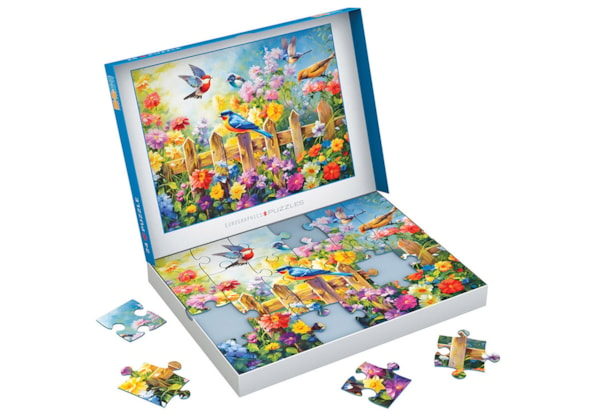 Eurographics 24 Piece Puzzle  - Connecting Pieces - Playful Garden Birds