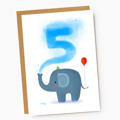 Birthday Card Number 5 Elephant