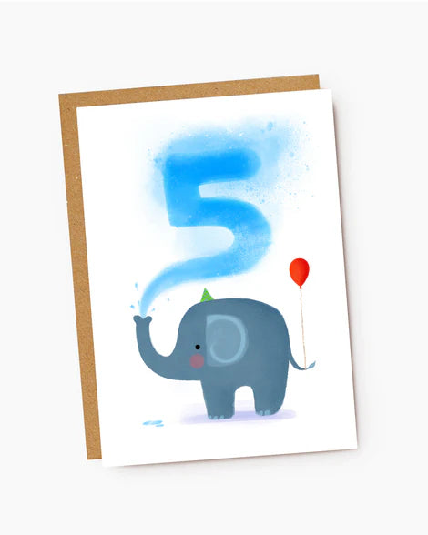 Birthday Card Number 5 Elephant