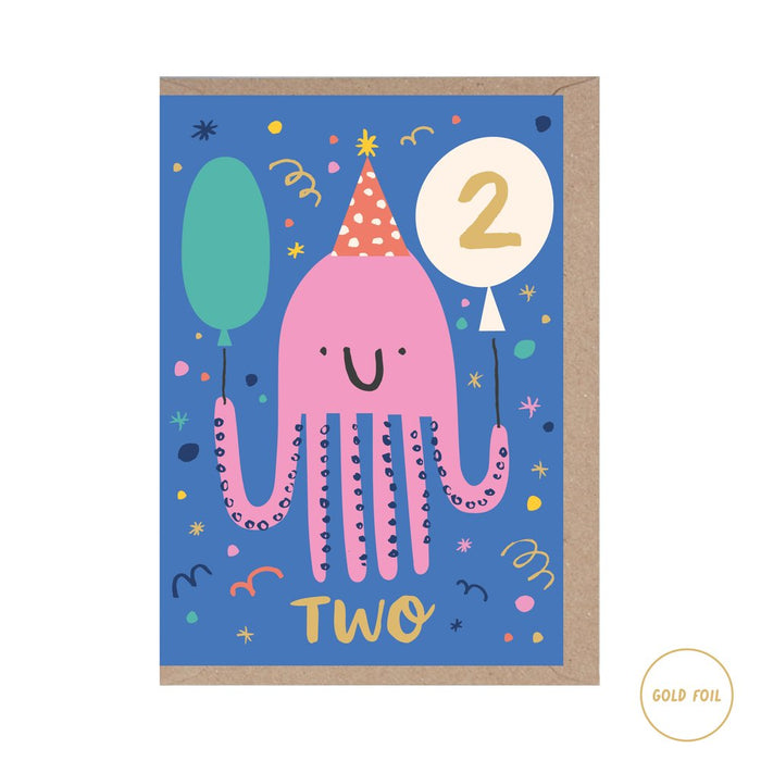 Birthday Card 2nd Birthday Octopus
