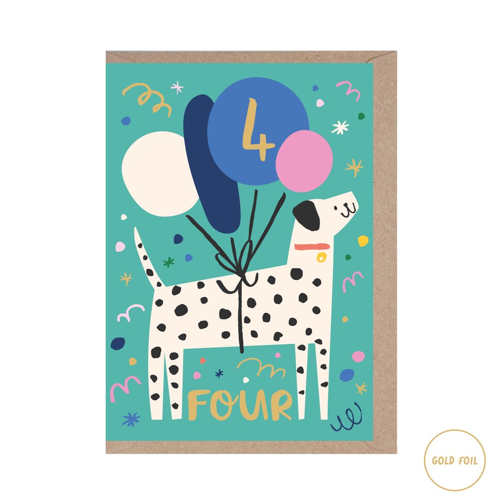 Birthday Card 4th Birthday Dalmatian